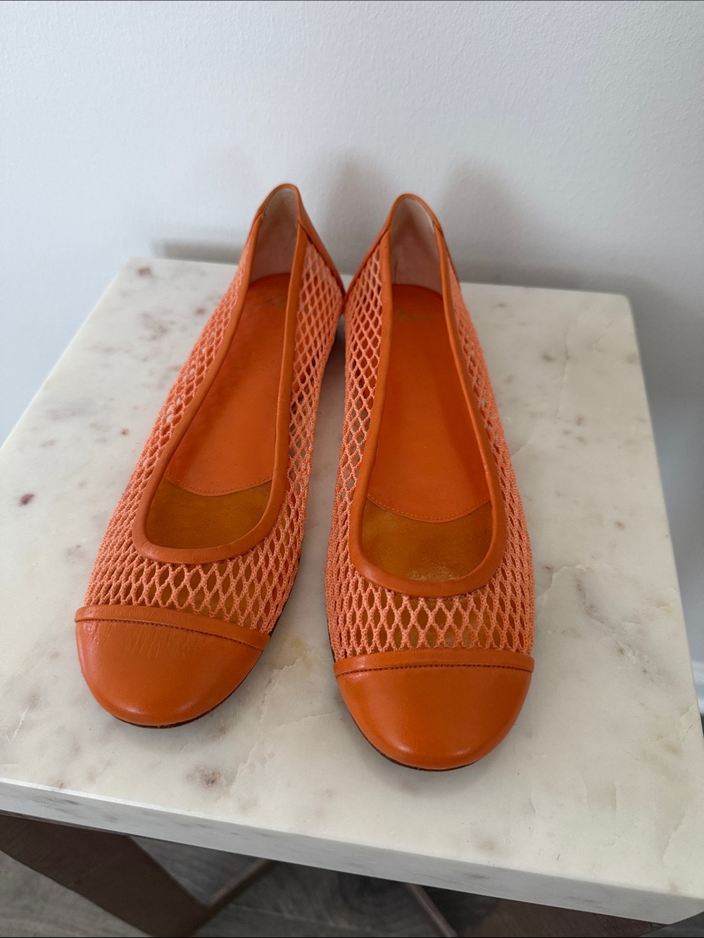 Delman Orange Women's Mesh Ballet Flats